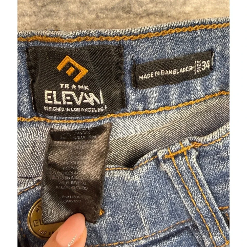 Elevani Los Angeles Mens Straight Leg Denim Jeans Blue Medium‎ Wash Size 34